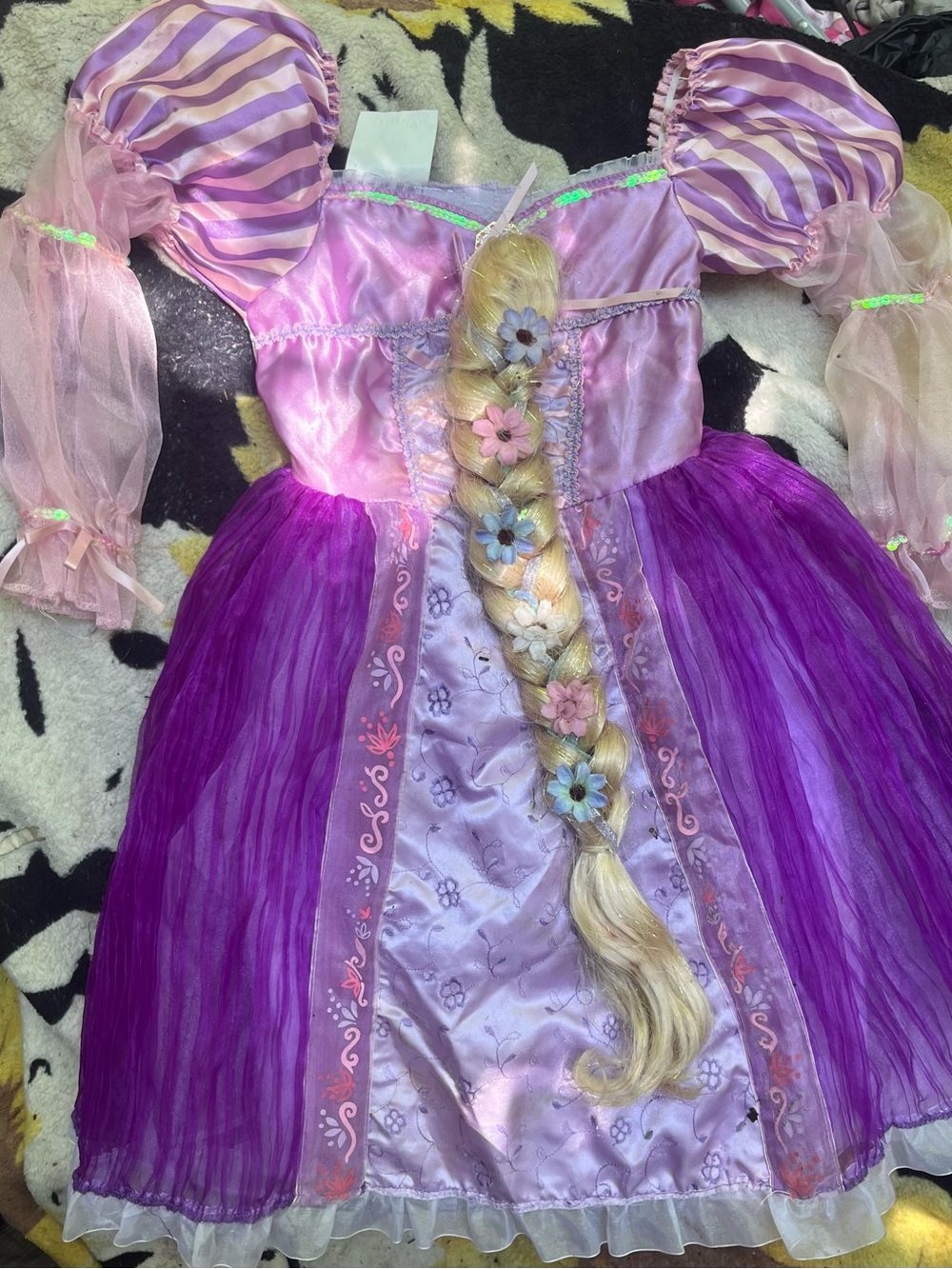 Disney Purple and Pink Princess Dress with Long Braided Hair